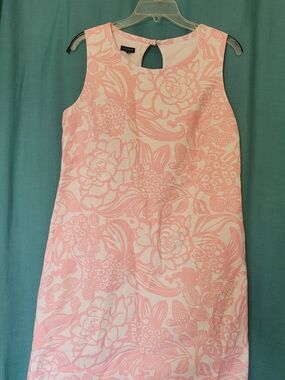 Talbots Floral Keyhole Shift Dress Pink NWOT